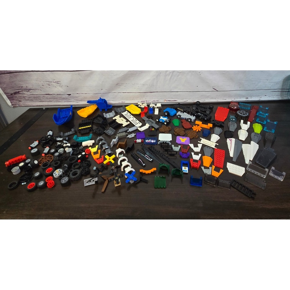 LEGO Bulk Vehicle Parts Lot Wheels Tires Chassis Wings Boat Hull Helicopter Tail